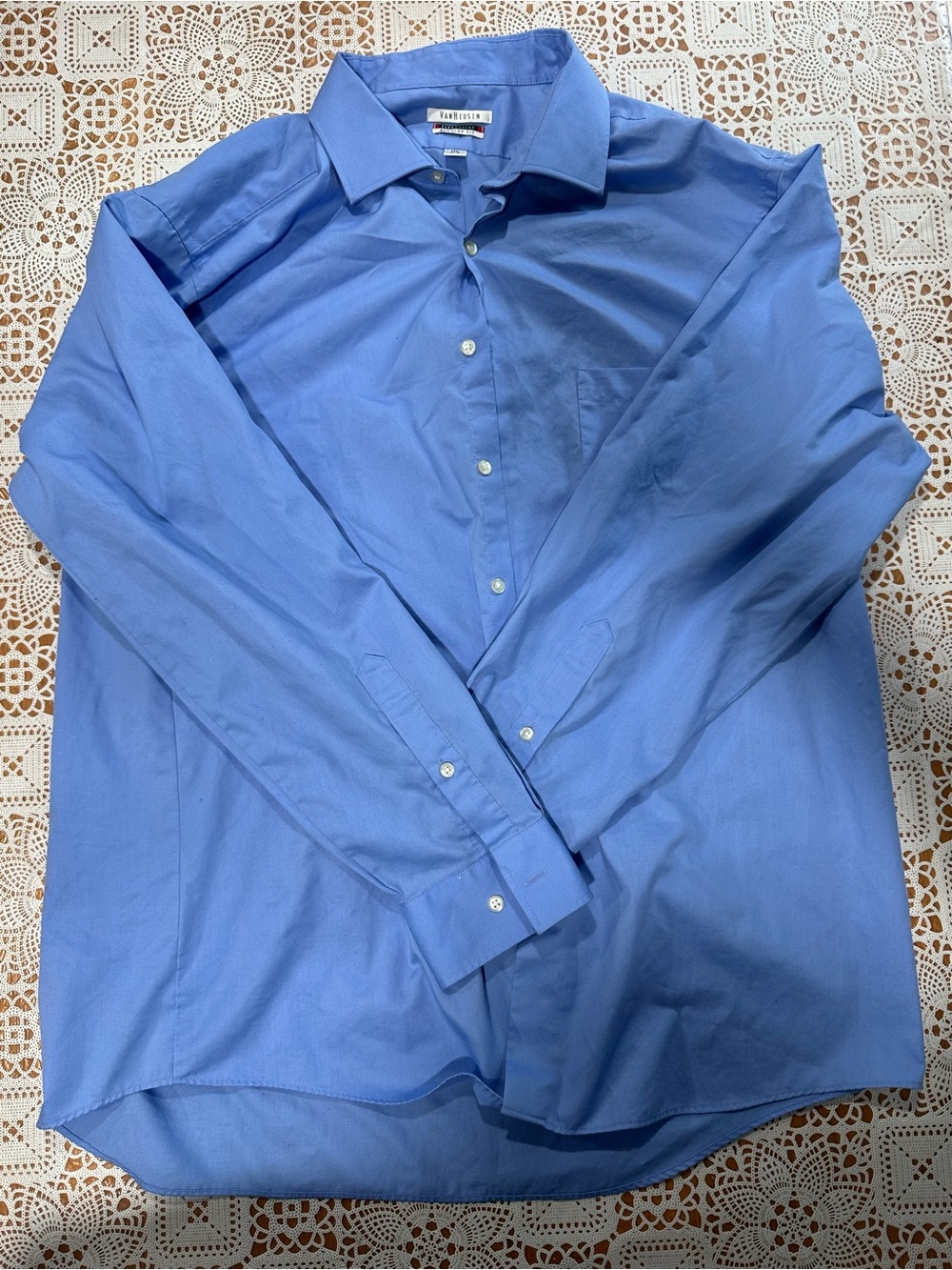 Van Heusen Men’s Blue Flex Collar Dress Shirt 17.5 34/35 Regular Fit